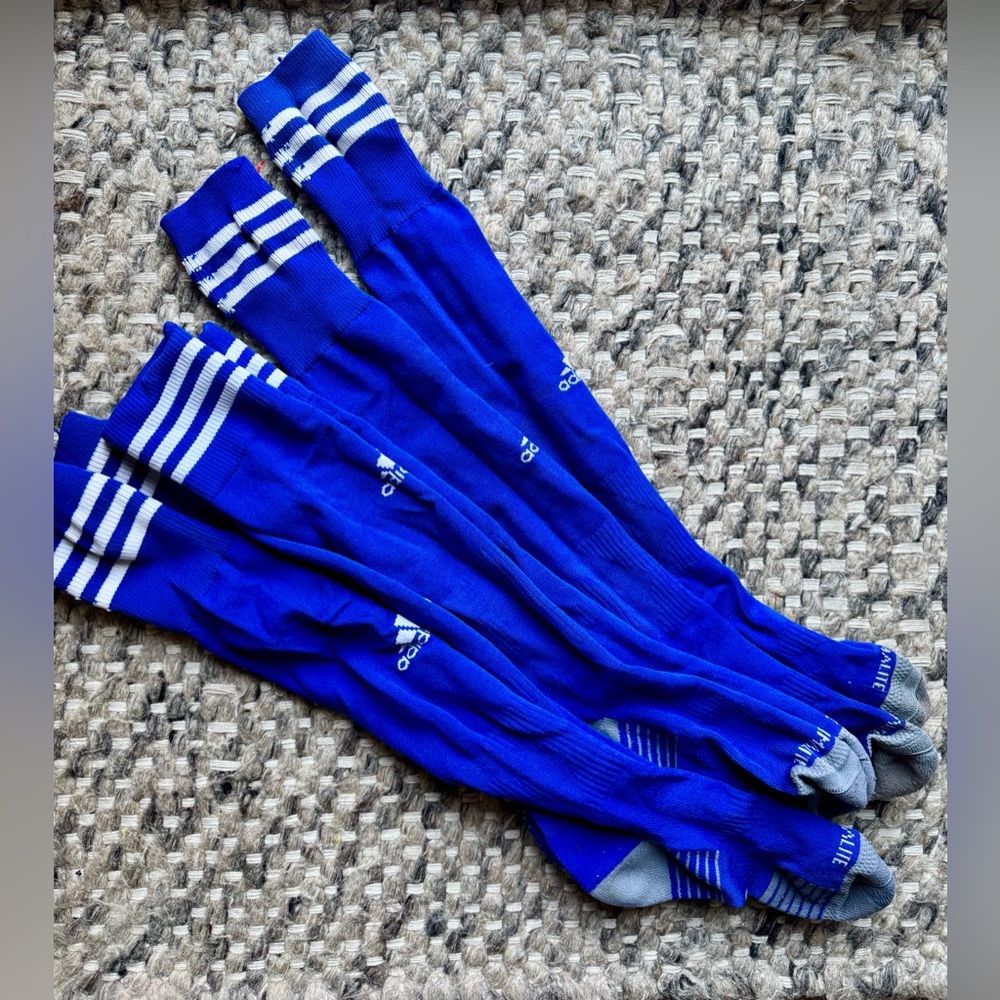 3 Stripe Blue Adidas Climate Adidas Socks- Mens sz. Large. Bundle of 3